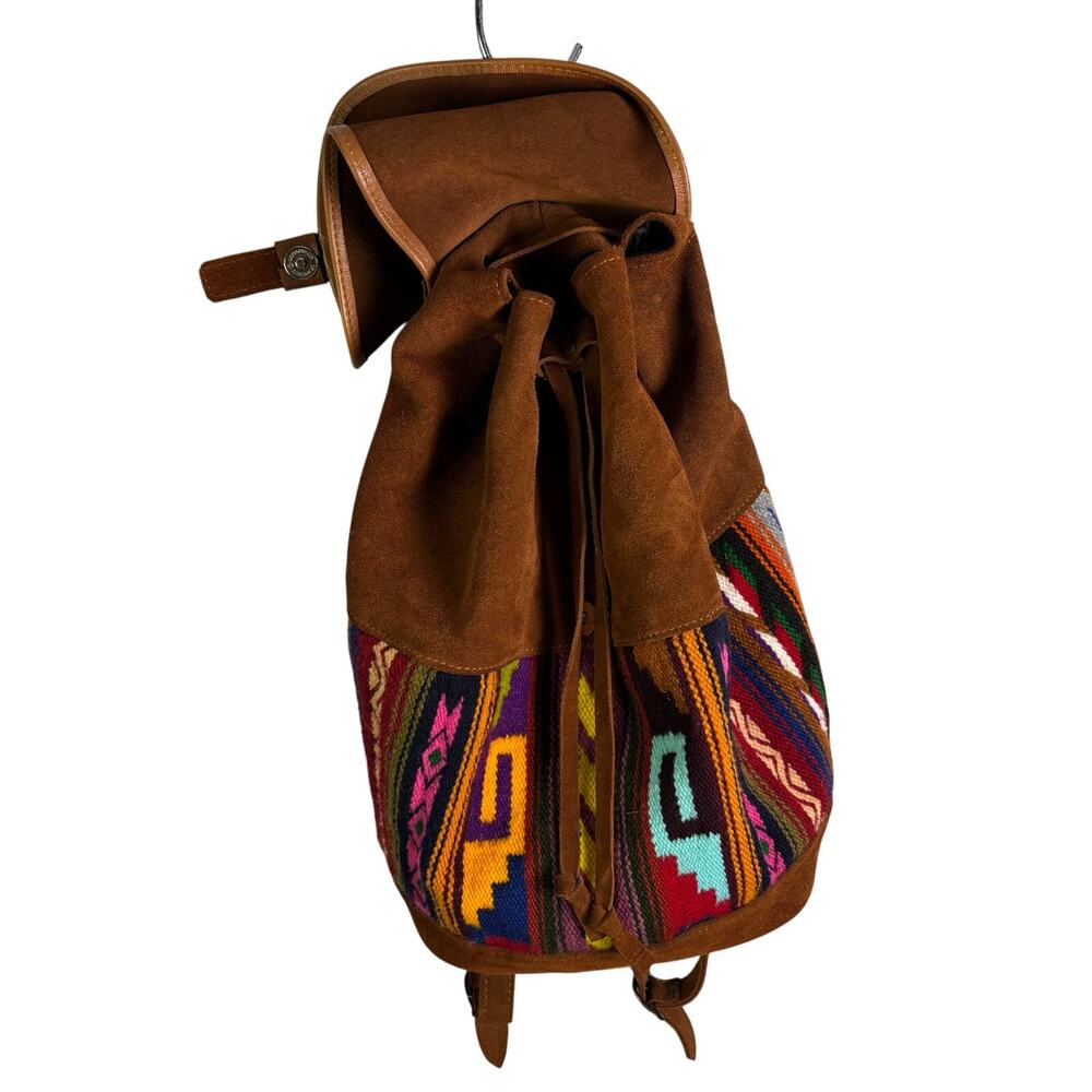 MALKY Arte Nativa Leather/Wool Mini Backpack with Aztec design - Picture 6 of 11